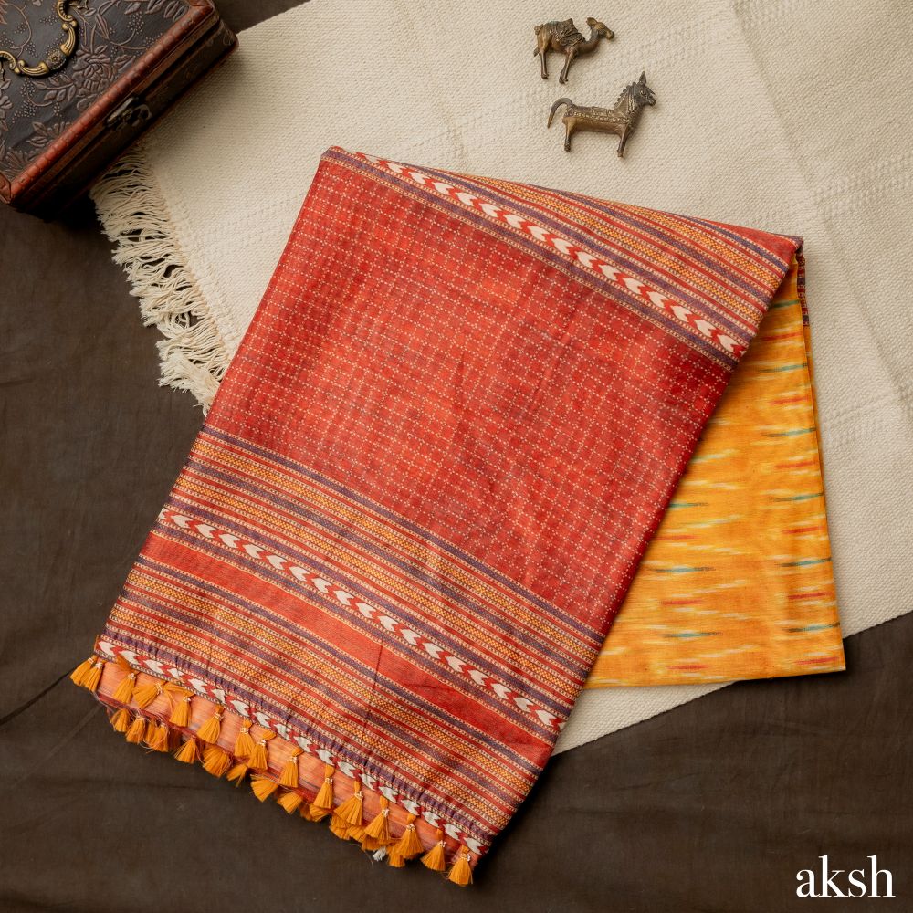 Vibrant Weaves Chanderi Ikkat Saree