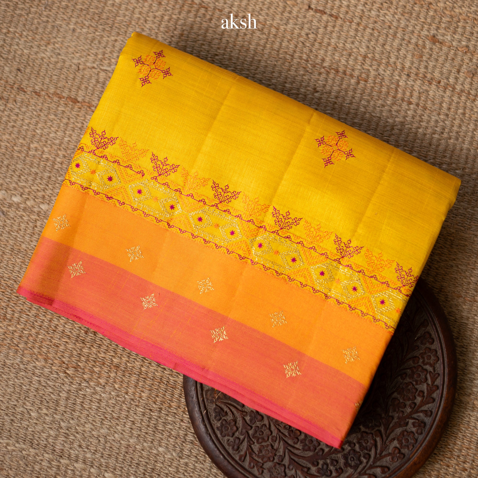 Yellow Kasuti Tussar Silk Saree