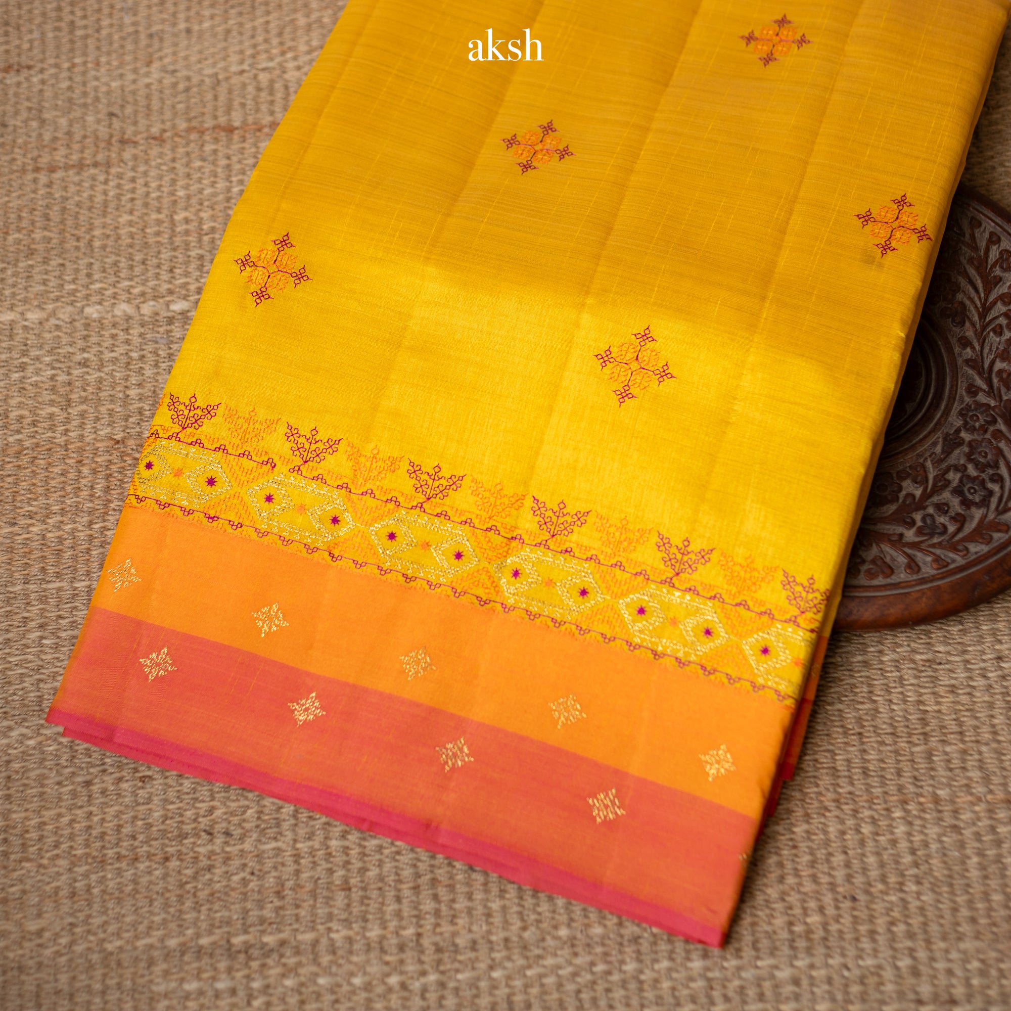 Yellow Kasuti Tussar Silk Saree